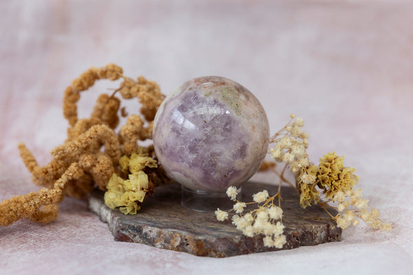 Flower Agate Sphere (with Amethyst) #15 - Premium Crystals + Gifts from Clarity Co. - NZ's Favourite Online Crystal Shop