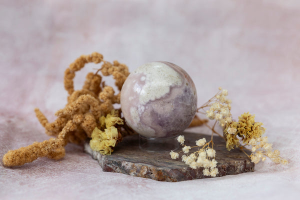 Flower Agate Sphere (with Amethyst) #15 - Premium Crystals + Gifts from Clarity Co. - NZ's Favourite Online Crystal Shop