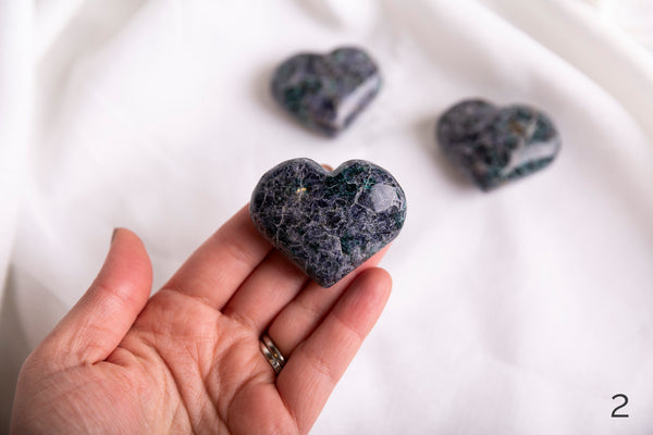 Iolite + Emerald Hearts