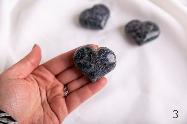 Iolite + Emerald Hearts