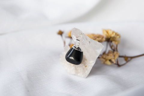 Silver Capped Black Obsidian Tumble Necklace - Premium Crystals + Gifts from Clarity Co. - NZ's Favourite Online Crystal Shop