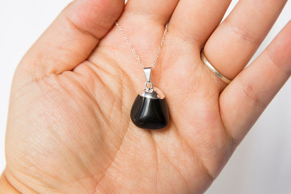 Silver Capped Black Obsidian Tumble Necklace - Premium Crystals + Gifts from Clarity Co. - NZ's Favourite Online Crystal Shop