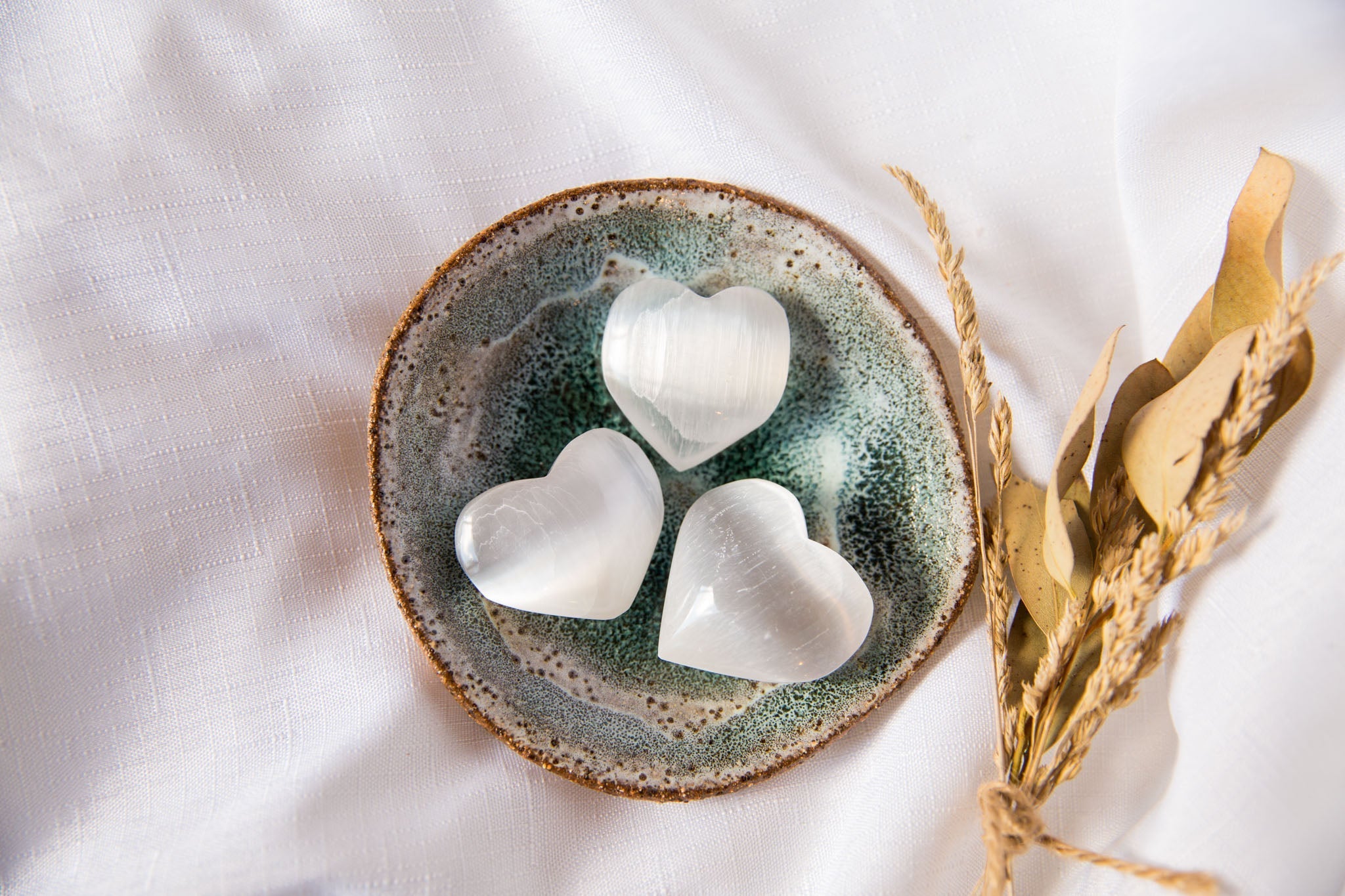 Satin Spar (Selenite) Small Hearts - Premium Crystals + Gifts from Clarity Co. - NZ's Favourite Online Crystal Shop
