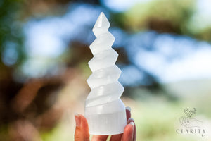 Satin Spar (Selenite) Spiral Point - Premium Crystals + Gifts from Clarity Co. - NZ's Favourite Online Crystal Shop